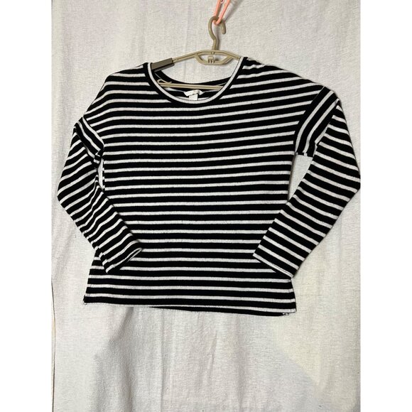 H&M Black & White Striped Long Sleeve Top XS Nautical Soft Comfortable - Picture 1 of 9